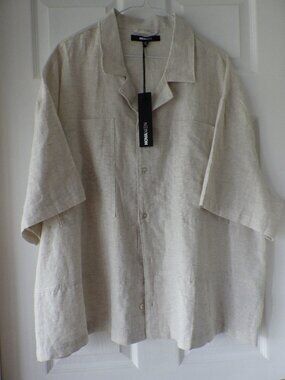 Nova Men's Bahamas Linen Blend Cuban Shirt Short Sleeve Size XL Button Front New